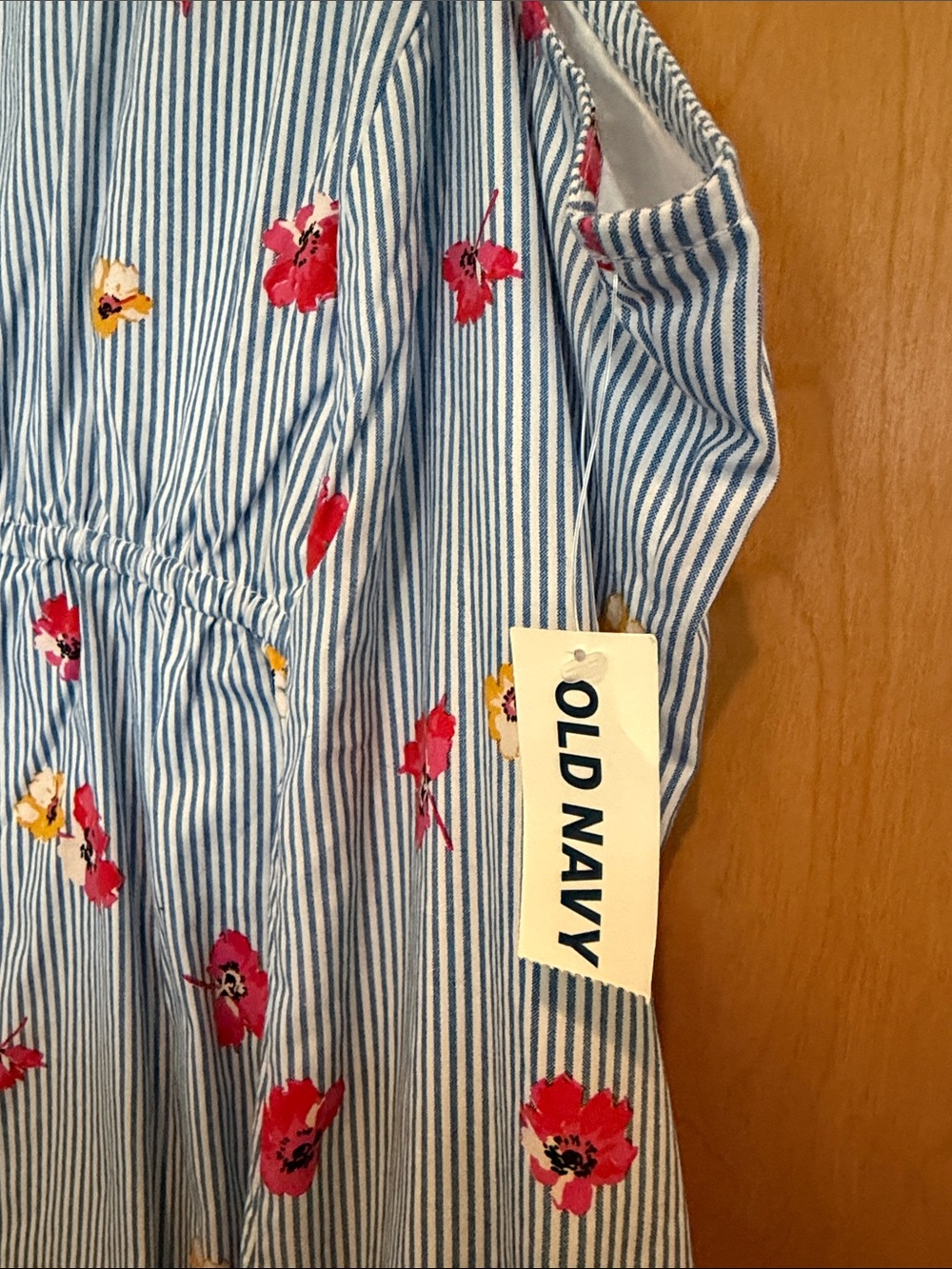 Old Navy Maternity Light Blue and White Striped Floral Sundress XXL NWT - Picture 7 of 7
